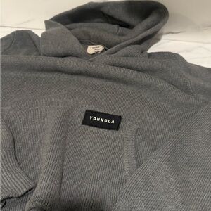 Gray men’s young La knit cotton hoodie